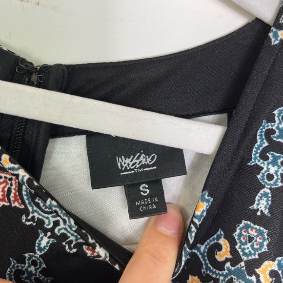 Y2K Medallion Print Fit & Flare Skater Dress High Neck Indie S Boho Chic - Picture 6 of 10